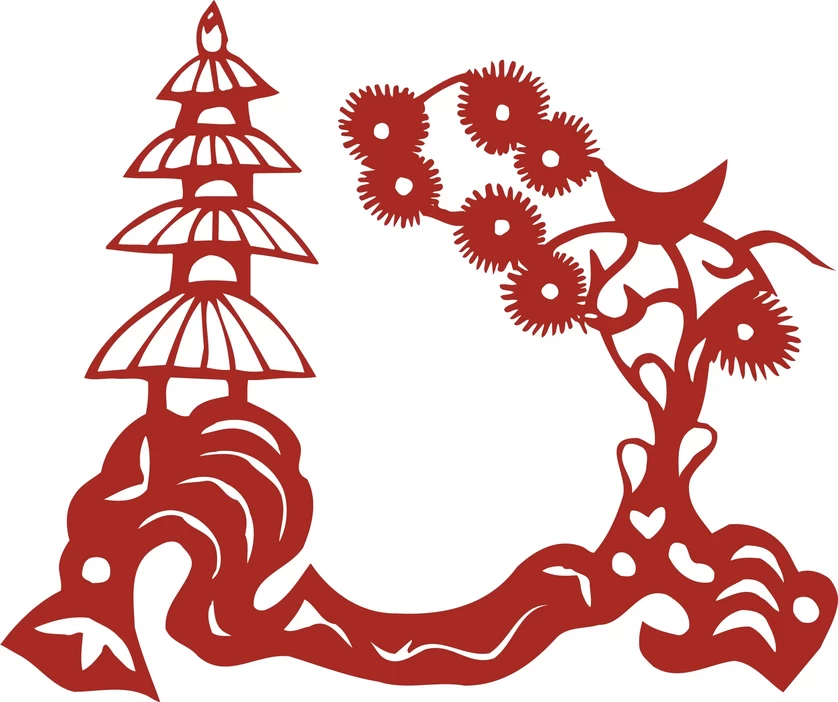 中国风中式传统喜庆民俗人物动物窗花剪纸插画边框AI矢量PNG素材【030】